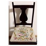 LL - Vintage Hitchcock-Style Side Chair with Needlepoint Upholstery