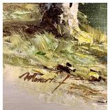 Birch Trees by Water - Framed Landscape Canvas