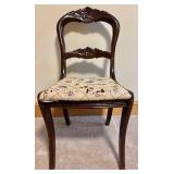 LL - Antique Carved Mahogany Chair with Floral Upholstery