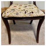 LL - Antique Carved Mahogany Chair with Floral Upholstery