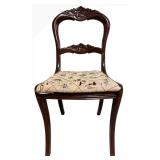 LL - Antique Carved Mahogany Chair with Floral Upholstery