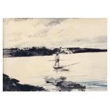 LL - Vintage Seascape Painting - Framed Watercolor, Signed