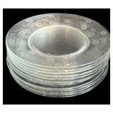 DR - Vintage Fostoria Arcady Etched Floral Glassware - 5 Goblets, 11 Champagne Coupes, 12 Plates, 7 1/4 in tall