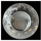 DR - Vintage Fostoria Arcady Etched Floral Glassware - 5 Goblets, 11 Champagne Coupes, 12 Plates, 7 1/4 in tall