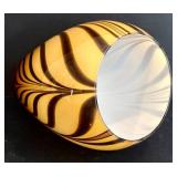 LR - Murano-Style Hand-Blown Glass Vase - Orange/Black Zebra Stripes, 10 in, Poland