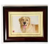 LR - Asian Art with Golden Retriever - Framed Print