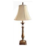 LR - Table Lamps - 34-Inch Gold-Tone Ornate Pair