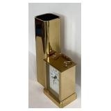 O - Smith Metal Arts Radius One Brass Floral Vase and Vintage London Clock Company Brass Clock