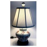 O - Porcelain Floral Table Lamp with Hand-Painted Motif - 19 in Tall