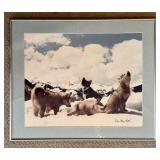LR - Wolves with Puppies in Snow - Framed Art Print by Dan