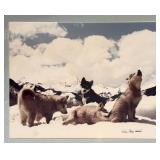 LR - Wolves with Puppies in Snow - Framed Art Print by Dan