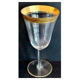 DR - Tiffin Franciscan Water Goblets - 10 Glasses, 1950s, Minton Pattern, Gold Rim