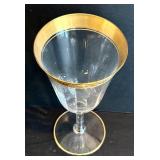 DR - Tiffin Franciscan Water Goblets - 10 Glasses, 1950s, Minton Pattern, Gold Rim