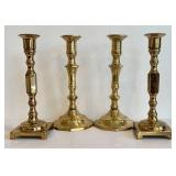DR - Brass Candle Holders - Set of 4, Two 8 in Tall & Two 7.75 in Tall