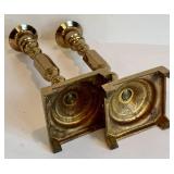 DR - Brass Candle Holders - Set of 4, Two 8 in Tall & Two 7.75 in Tall