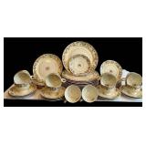 DR - Vintage Taylor Smith Taylor China 9-412 Floral Border Dinnerware