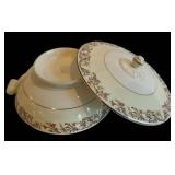 DR - Vintage Taylor Smith & Taylor China Floral Serving Set - 2 Platters, Sugar, Creamer, Gravy Boat, Casserole
