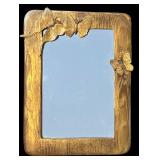 LR - Vintage Butterfly-Carved Gold-Painted Wood Wall Mirror