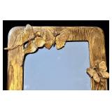 LR - Vintage Butterfly-Carved Gold-Painted Wood Wall Mirror