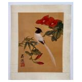 DR - Two Vintage Chinese Bird & Flower Prints , Bamboo & Blossoms