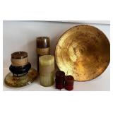 DR - Italian Gold-Toned Bowl with Candles & Stand