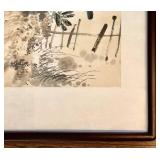 LR - Chinese Ink Wash Painting - Chrysanthemums & Butterfly, Framed