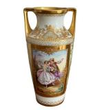 DR - Antique Dresden Porcelain Vase - Hand-Painted Die Tänzerin Camdore Scene - 8.5 in
