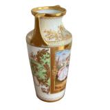 DR - Antique Dresden Porcelain Vase - Hand-Painted Die Tänzerin Camdore Scene - 8.5 in