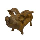 O - Vintage Cast Iron Flying Piggy Bank - Winged Pig