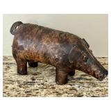 O - Vintage Leather Pig Sculpture - Vintage, Made in Spain