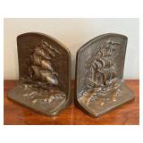 Pair of Vintage Metal Clipper Ship Bookends