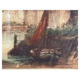 Vintage Framed James Alphege Brewer Antwerp Colored Etching