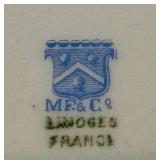 LR - Vintage M.E. & Co France Antique Porcelain Dinner Plates Set of 12, Gold Border