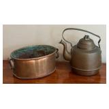 Vintage Copper Planter & Teapot Pair