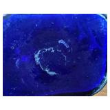 DR - Antique Cobalt Blue Hand-Painted Glass Bottle/Decanter, 6 in