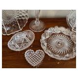 Vintage Crystal Cut Glass Candle Holder - 10 Inches Tall + Vintage Plates & Bowls