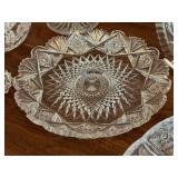 Vintage Crystal Cut Glass Candle Holder - 10 Inches Tall + Vintage Plates & Bowls