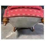 Newport Furnishings Dragonfly Pattern Red Chair - Nailhead Trim, Wood Legs