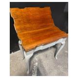 Vintage French Provincial Vanity Console Table - 33 in. Wood Top, Gray Cabriole Legs