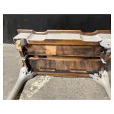 Vintage French Provincial Vanity Console Table - 33 in. Wood Top, Gray Cabriole Legs