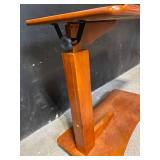 Vintage Solid Wood Desk With Pedestal Base & Tilt Mechanism - Writing Table For Home Office