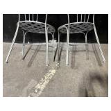 Wrought Iron Patio Bistro Set - Round Table with 2 Lattice Chairs