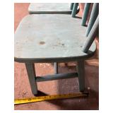 Chairs - Pair of Vintage Turquoise Painted Wood with Spindle Back