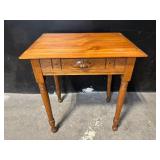 Vintage Oak End Table with Drawer and Turned Legs