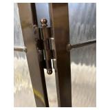 3-Panel Stained Glass Fireplace Screen - Art Deco Brass Trim