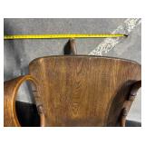 Office Chair - Antique Oak Spindle-Back Swivel with Armrests & Casters