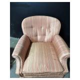 Armchair with Ottoman - Striped Upholstery