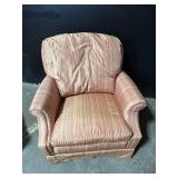 Armchair with Ottoman - Striped Upholstery
