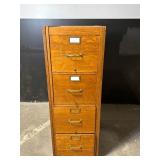 Oak 6-Drawer Filing Cabinet With Label Holders - Vintage Office Furniture