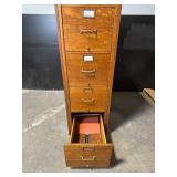 Oak 6-Drawer Filing Cabinet With Label Holders - Vintage Office Furniture